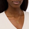 Thumbnail Image 2 of 6.0mm Citrine and White Lab-Created Sapphire Beaded Tilted Loop Double Heart Pendant in 10K Gold