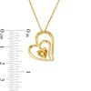 Thumbnail Image 3 of 6.0mm Citrine and White Lab-Created Sapphire Beaded Tilted Loop Double Heart Pendant in 10K Gold