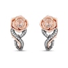 Enchanted Disney Aurora Morganite and 0.085 CT. T.W. Diamond Rose Drop Earrings in Sterling Silver and 10K Rose Gold
