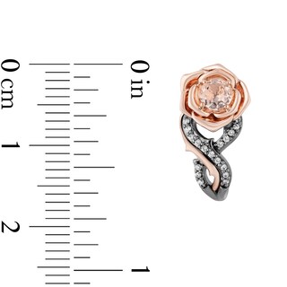 Enchanted Disney Aurora Morganite and 0.085 CT. T.W. Diamond Rose Drop Earrings in Sterling Silver and 10K Rose Gold