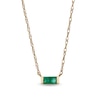 Thumbnail Image 1 of Baguette Emerald Solitaire Necklace in 10K Gold
