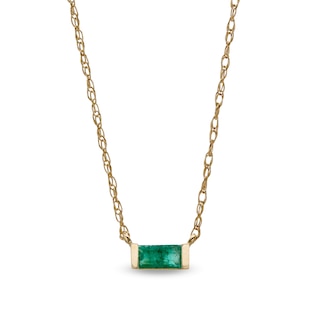 Baguette Emerald Solitaire Necklace in 10K Gold
