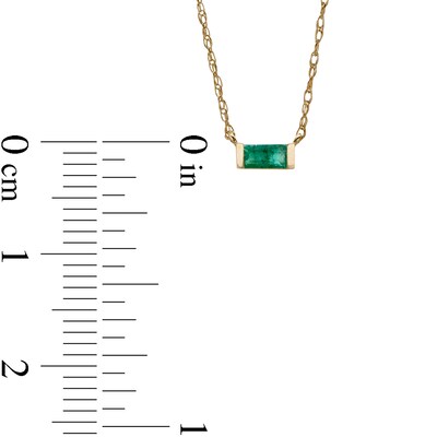 Baguette Emerald Solitaire Necklace in 10K Gold
