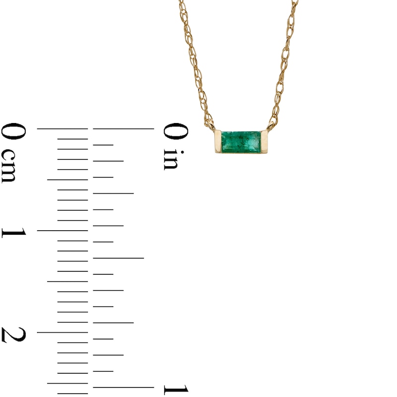 Main Image 4 of Baguette Emerald Solitaire Necklace in 10K Gold