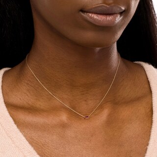 Baguette Ruby Solitaire Necklace in 10K Gold