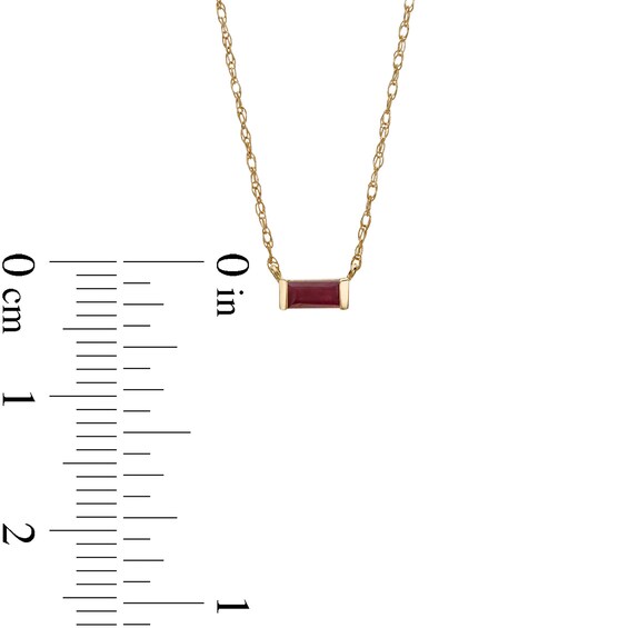 Baguette Ruby Solitaire Necklace in 10K Gold