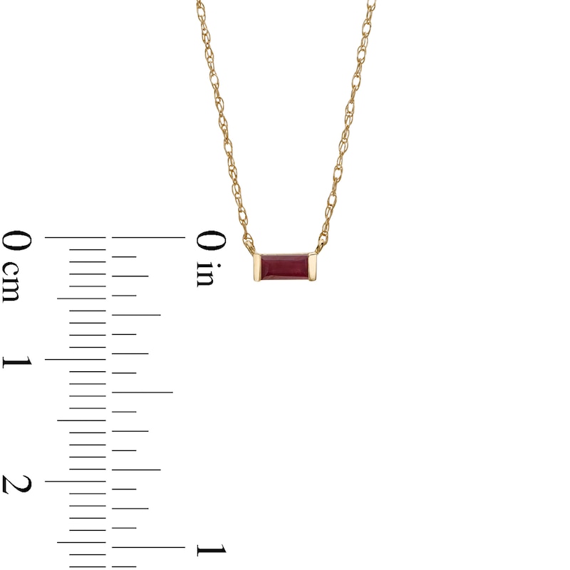 Baguette Ruby Solitaire Necklace in 10K Gold