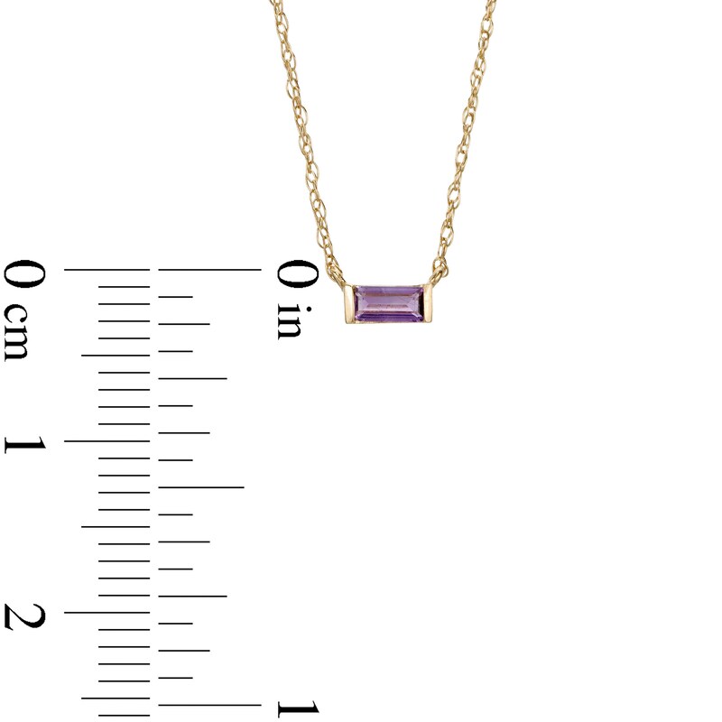 Baguette Amethyst Solitaire Necklace in 10K Gold