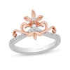 Thumbnail Image 0 of Enchanted Disney Rapunzel 0.085 CT. T.W. Diamond Flower Tiara Ring in Sterling Silver and 10K Rose Gold – Size 7