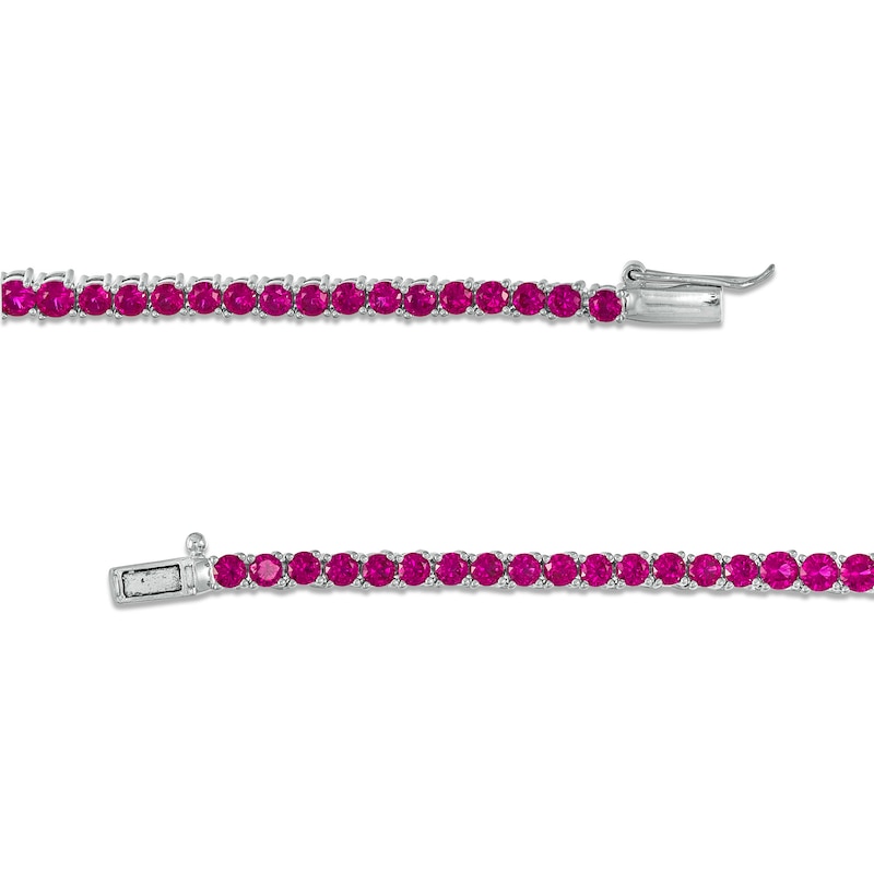 Lab-Created Ruby Graduated Tennis Necklace in Sterling Silver