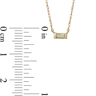 Baguette Peridot Solitaire Necklace in 10K Gold