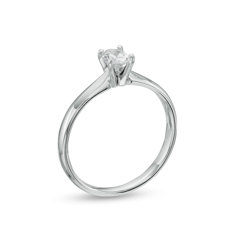 0.37 CT. Certified Oval Diamond Solitaire Engagement Ring in 14K White Gold (I/I1)