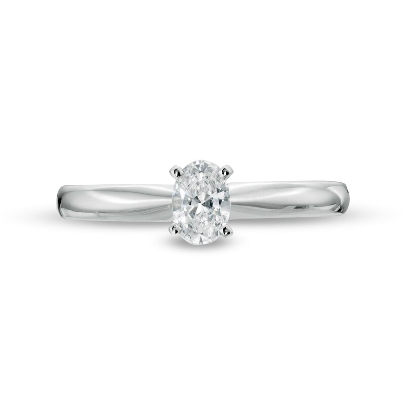 0.37 CT. Certified Oval Diamond Solitaire Engagement Ring in 14K White Gold (I/I1)