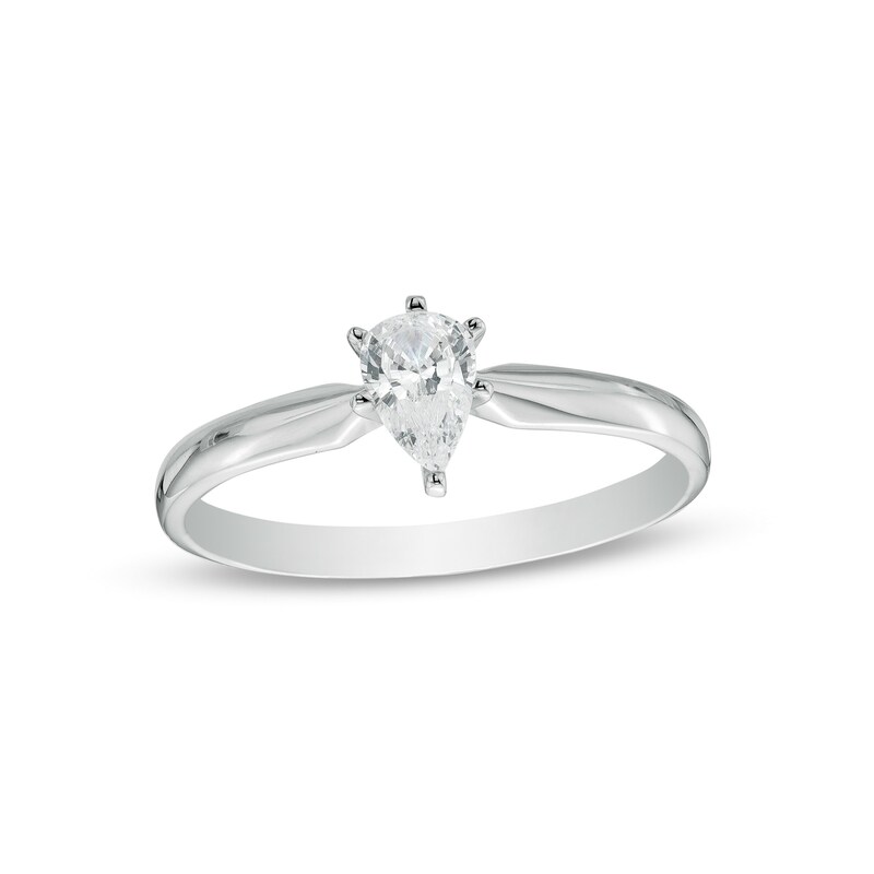 0.37 CT. Certified Pear-Shaped Diamond Solitaire Engagement Ring in 14K ...