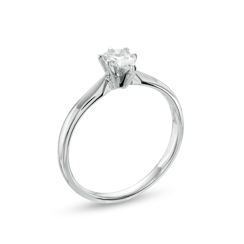 0.37 CT. Certified Pear-Shaped Diamond Solitaire Engagement Ring in 14K White Gold (I/I1)
