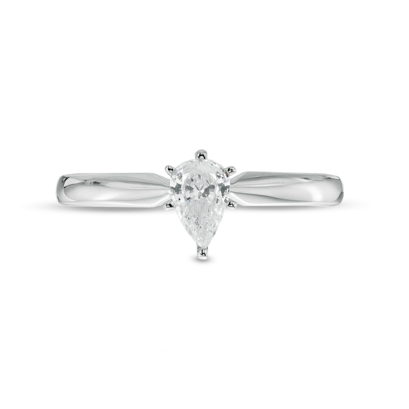 0.37 CT. Certified Pear-Shaped Diamond Solitaire Engagement Ring in 14K White Gold (I/I1)