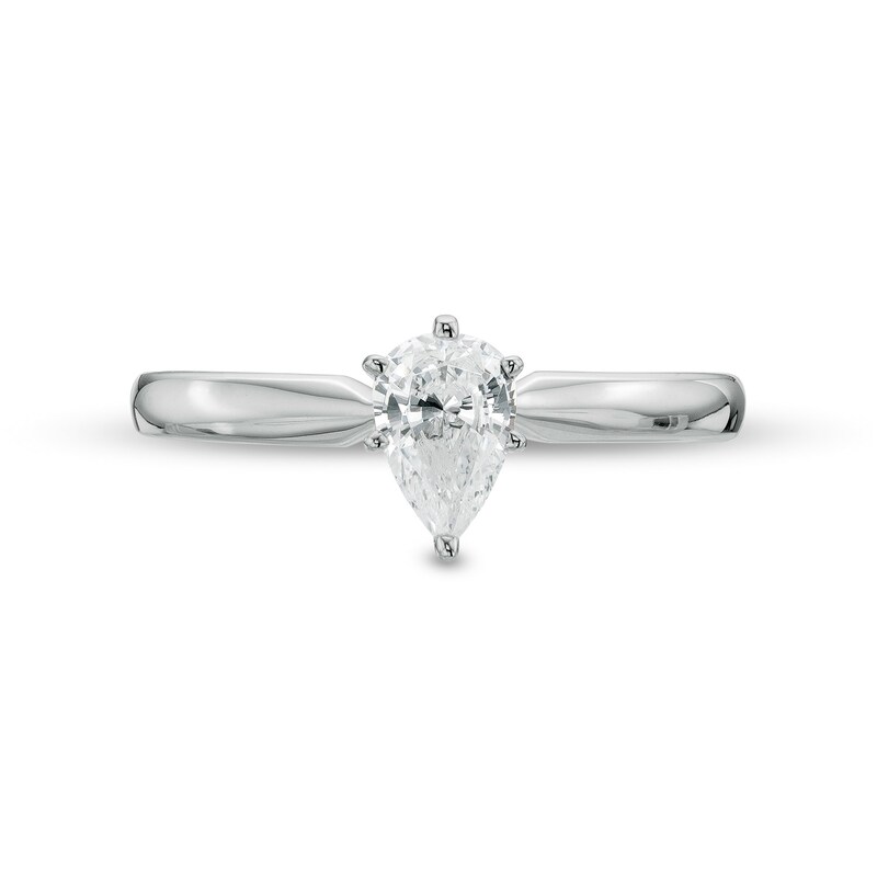 0.50 CT. Certified Pear-Shaped Diamond Solitaire Engagement Ring in 14K White Gold (I/I1)