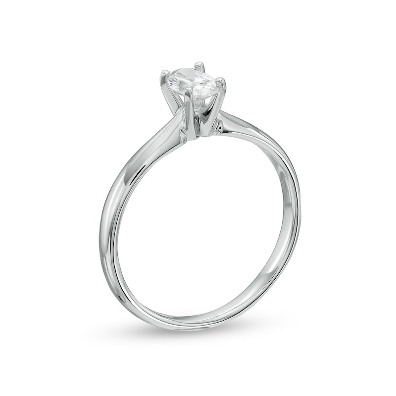 0.50 CT. Certified Oval Diamond Solitaire Engagement Ring in 14K White Gold (I/I1)