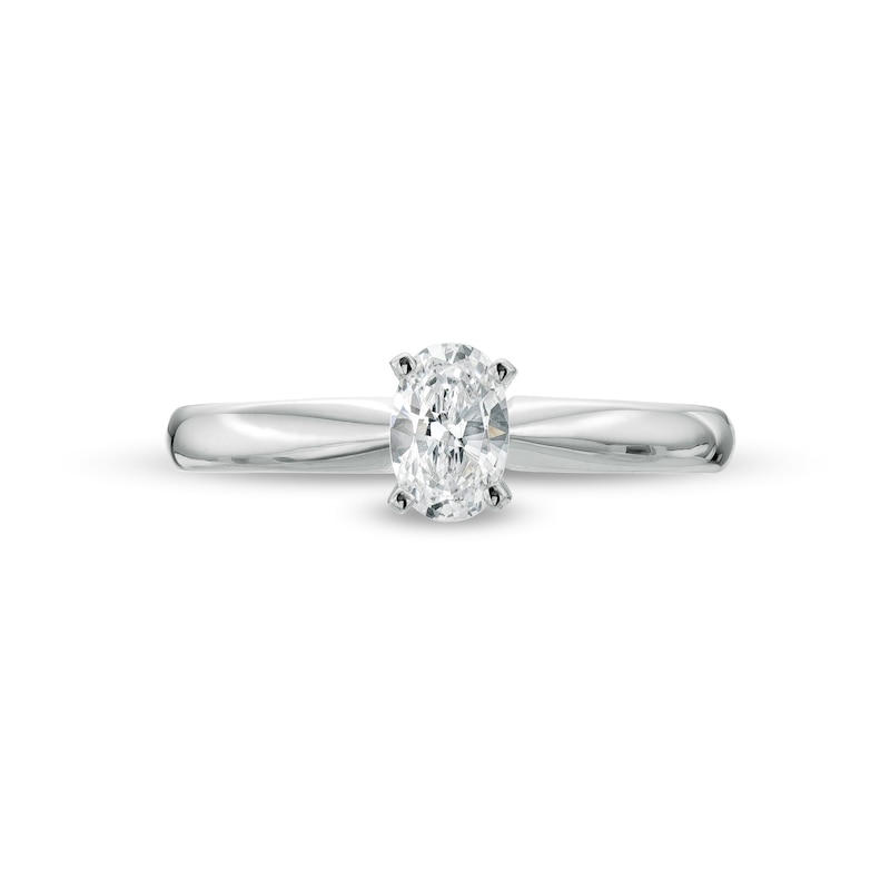 0.50 CT. Certified Oval Diamond Solitaire Engagement Ring in 14K White Gold (I/I1)