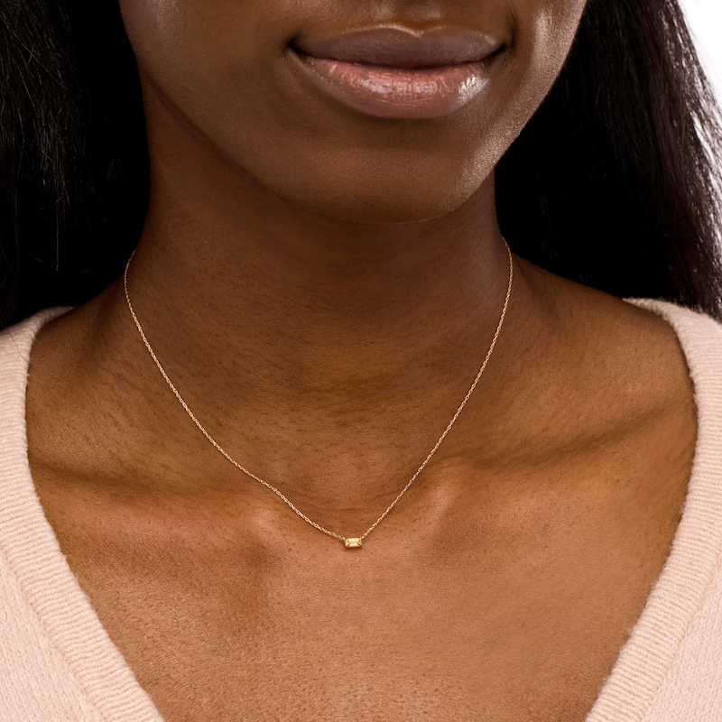 Baguette Citrine Solitaire Necklace in 10K Gold