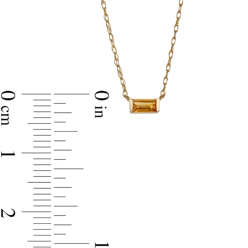 Baguette Citrine Solitaire Necklace in 10K Gold