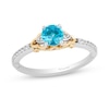 Thumbnail Image 0 of Enchanted Disney Jasmine Swiss Blue Topaz and 0.085 CT. T.W. Diamond Ring in Sterling Silver and 10K Gold