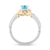 Thumbnail Image 2 of Enchanted Disney Jasmine Swiss Blue Topaz and 0.085 CT. T.W. Diamond Ring in Sterling Silver and 10K Gold