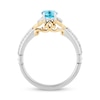 Thumbnail Image 3 of Enchanted Disney Jasmine Swiss Blue Topaz and 0.085 CT. T.W. Diamond Ring in Sterling Silver and 10K Gold