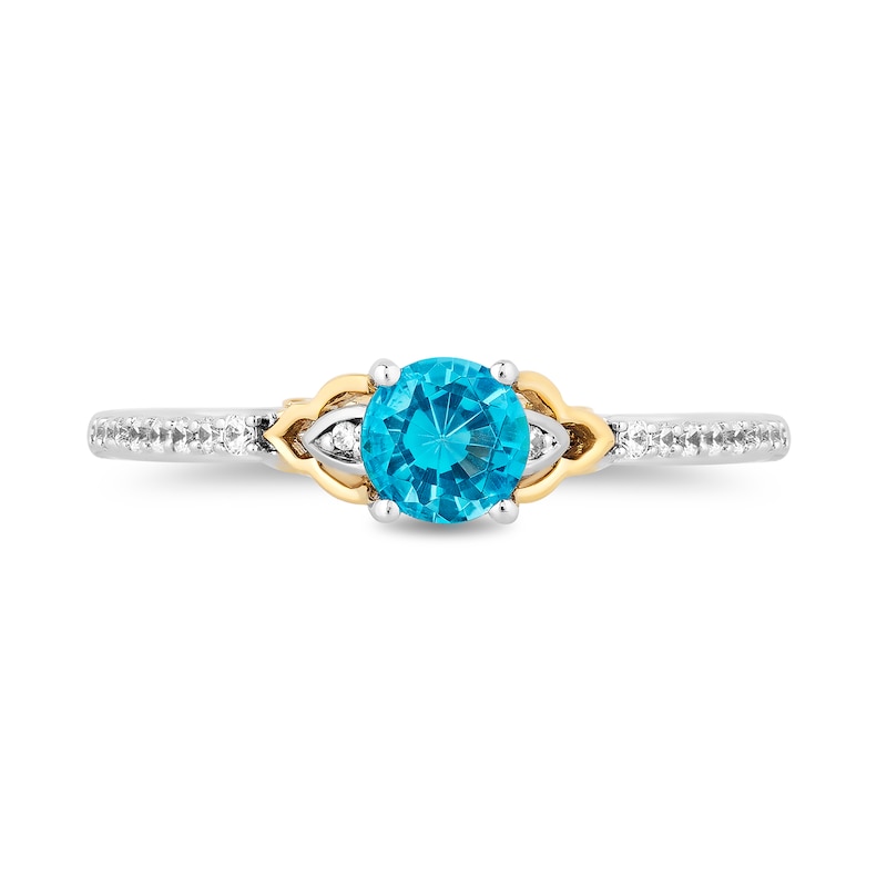 Enchanted Disney Jasmine Swiss Blue Topaz and 0.085 CT. T.W. Diamond Ring in Sterling Silver and 10K Gold
