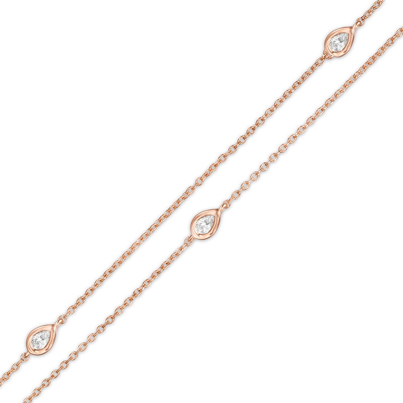 0.23 CT. T.W. Pear-Shaped Diamond Station Double Strand Bracelet in 10K Rose Gold - 7.25"