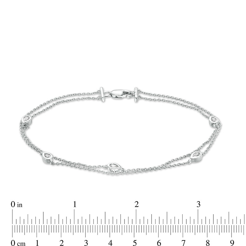 0.23 CT. T.W. Pear-Shaped Diamond Station Double Strand Bracelet in 10K Gold