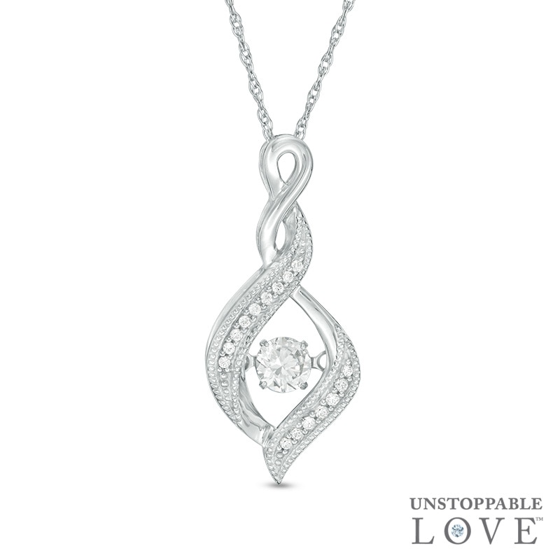 Unstoppable Love™ 0.23 CT. T.W. Diamond Flame-Shaped Vintage-Style Pendant in 10K White Gold