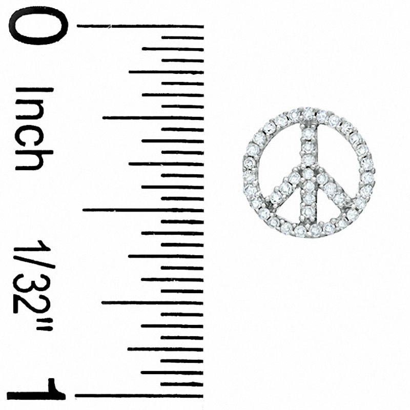 0.25 CT. T.W. Diamond Peace Sign Stud Earrings in 10K White Gold