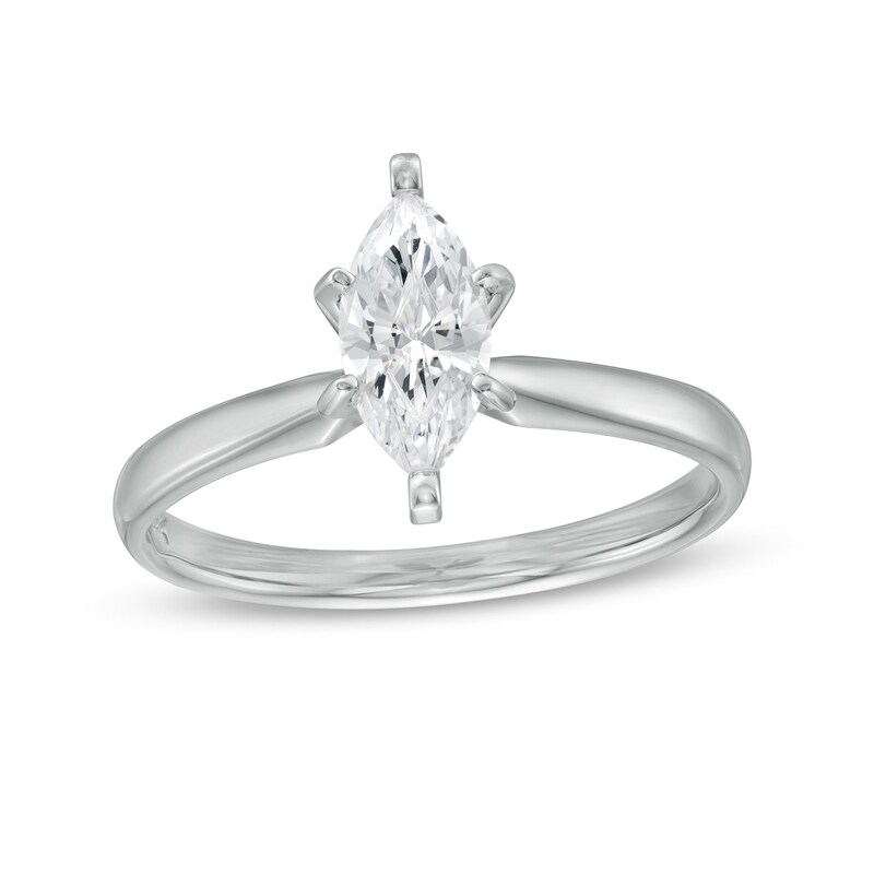 Main Image 1 of 1.00 CT. Certified Marquise Diamond Solitaire Engagement Ring in 14K White Gold (I/I1)