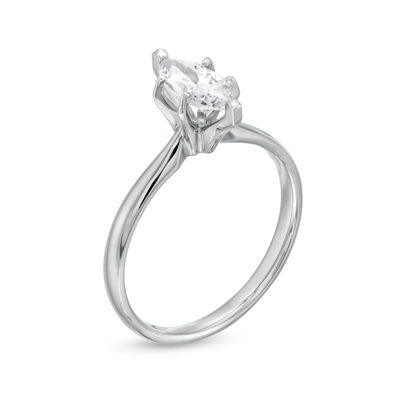 Main Image 2 of 1.00 CT. Certified Marquise Diamond Solitaire Engagement Ring in 14K White Gold (I/I1)