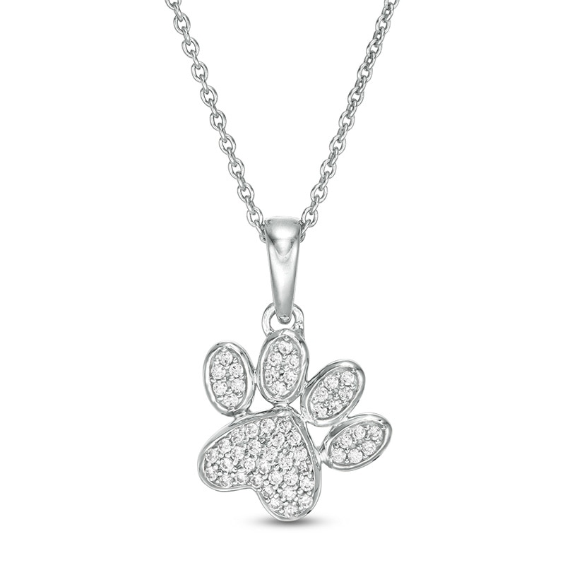 0.116 CT. T.W. Diamond Tilted Paw Print Pendant in 10K Gold