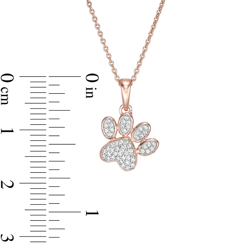 0.116 CT. T.W. Diamond Tilted Paw Print Pendant in 10K Rose Gold