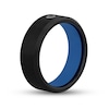 Thumbnail Image 3 of Men's 0.05 CT. Black Enhanced Diamond Bevelled Edge Comfort-Fit Wedding Band in Tungsten with Black and Blue IP (1 Line)