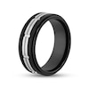 Thumbnail Image 3 of Men's 8.0mm Double Row Rectangle Pattern Comfort-Fit Wedding Band in Stainless Steel and Black IP (1 Line)