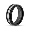 Thumbnail Image 4 of Men's 8.0mm Double Row Rectangle Pattern Comfort-Fit Wedding Band in Stainless Steel and Black IP (1 Line)