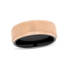 Thumbnail Image 0 of Men's 8.0mm Multi-Finish Stepped Edge Comfort-Fit Wedding Band in Stainless Steel with Black and Rose IP (1 Line)