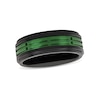 Thumbnail Image 1 of Men's 8.0mm Double Row Rectangle Pattern Comfort-Fit Wedding Band in Stainless Steel with Black and Green IP (1 Line)