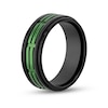 Thumbnail Image 2 of Men's 8.0mm Double Row Rectangle Pattern Comfort-Fit Wedding Band in Stainless Steel with Black and Green IP (1 Line)