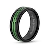 Thumbnail Image 4 of Men's 8.0mm Double Row Rectangle Pattern Comfort-Fit Wedding Band in Stainless Steel with Black and Green IP (1 Line)