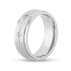 Thumbnail Image 3 of Men's 0.04 CT. T.W. Diamond Three Stone Double Row Stepped Edge Comfort-Fit Wedding Band in Stainless Steel (1 Line)