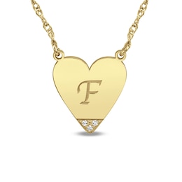 Diamond Accent Engravable Initial Heart Necklace (1 Initial)