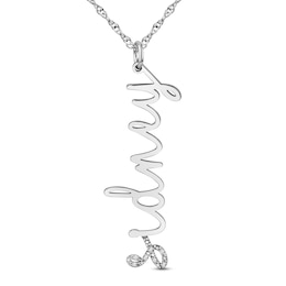 Diamond Accent Linear Cursive Name Necklace (1 Line)