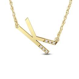 0.06 CT. T.W. Diamond Uppercase Block Initial Necklace (1 Initial)