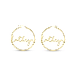 Lowercase Cursive Name 45.0mm Hoop Earrings (1 Line)