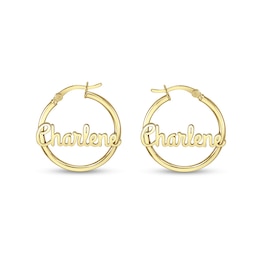 Cursive Name 25.0mm Hoop Earrings (1 Line)